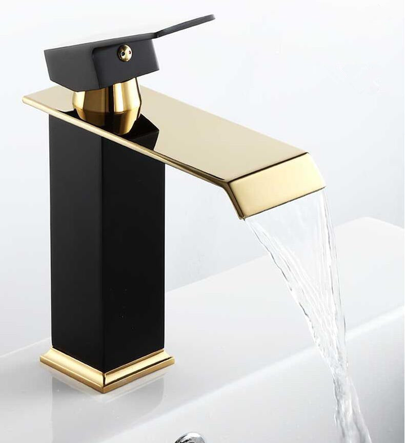 Black Gold Washbasin Faucet with Platinum Accents