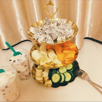 Obstteller aus Edelstahl, Süßigkeitenteller, Dessertteller, Wohnzimmer, kreatives Kuchenregal