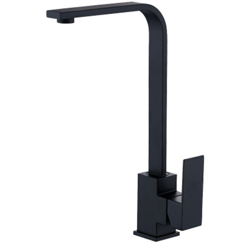 Edelstahl-Küchenspüle, handgefertigtes Becken, tetragonaler Warm- und Kaltwasserhahn