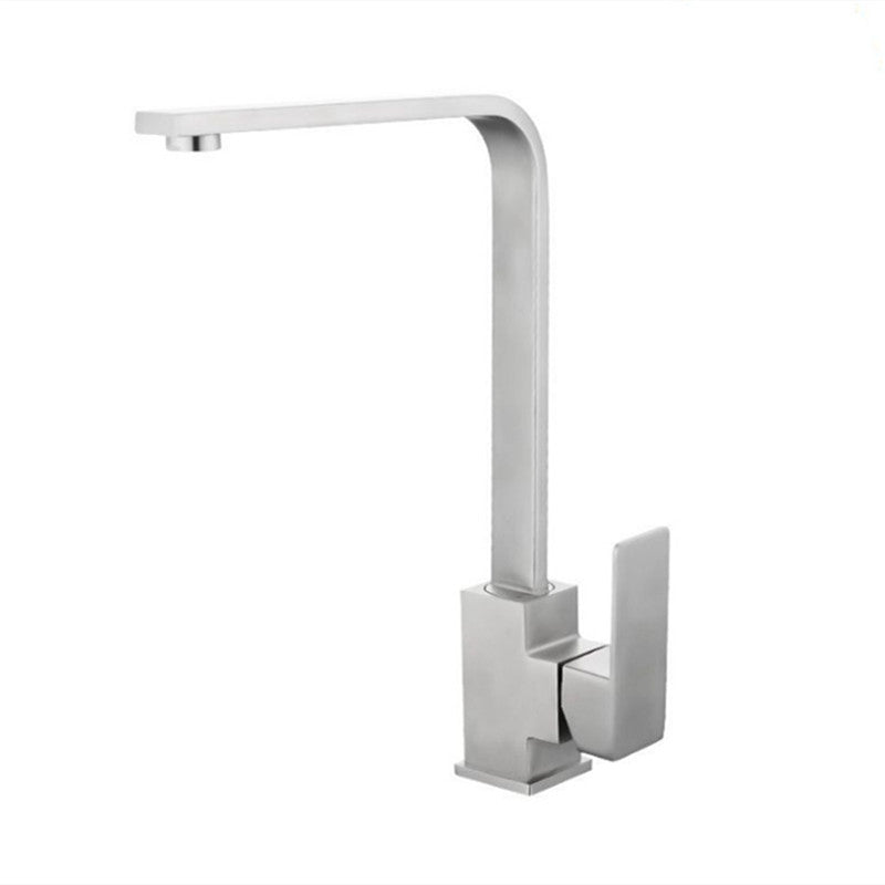 Edelstahl-Küchenspüle, handgefertigtes Becken, tetragonaler Warm- und Kaltwasserhahn