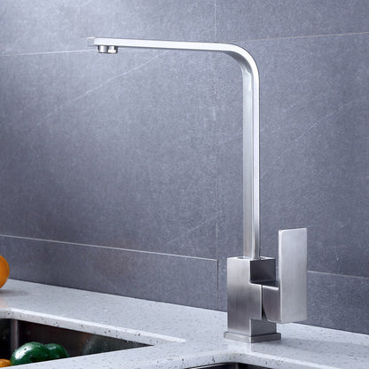 Edelstahl-Küchenspüle, handgefertigtes Becken, tetragonaler Warm- und Kaltwasserhahn