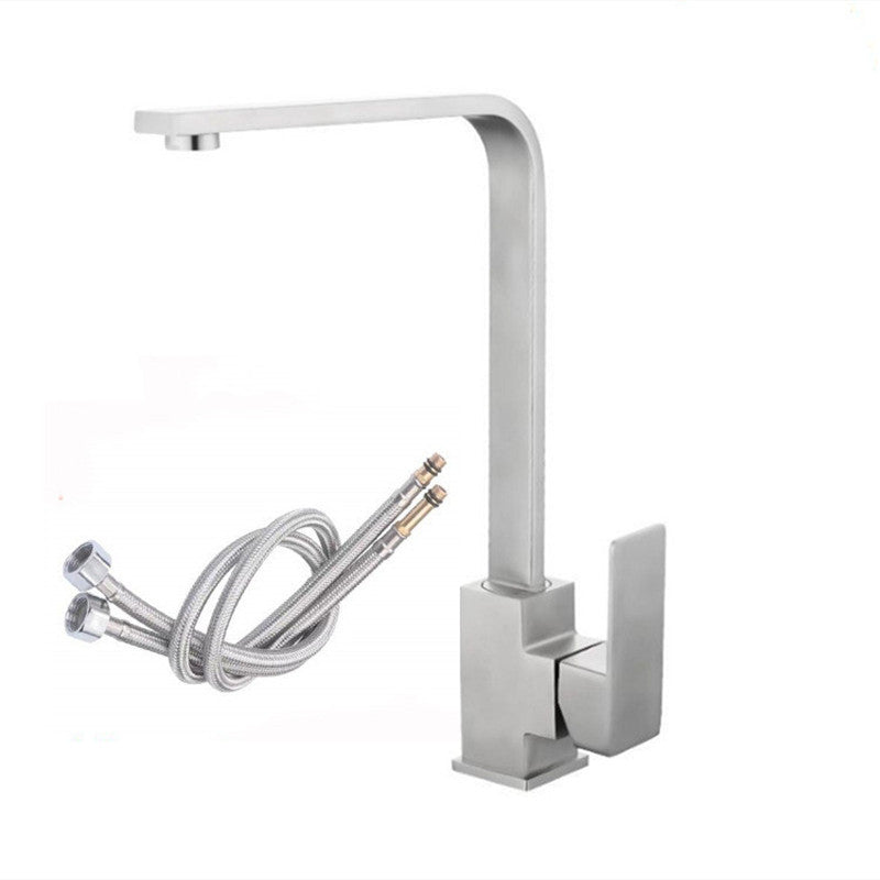 Edelstahl-Küchenspüle, handgefertigtes Becken, tetragonaler Warm- und Kaltwasserhahn