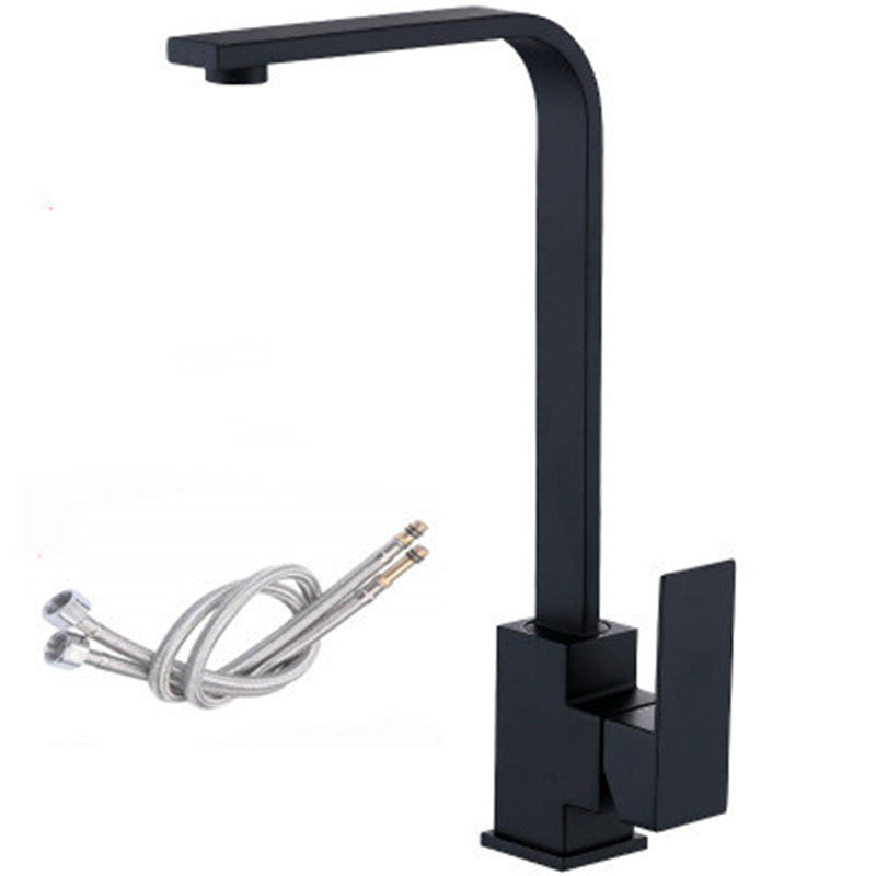 Edelstahl-Küchenspüle, handgefertigtes Becken, tetragonaler Warm- und Kaltwasserhahn