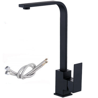 Edelstahl-Küchenspüle, handgefertigtes Becken, tetragonaler Warm- und Kaltwasserhahn