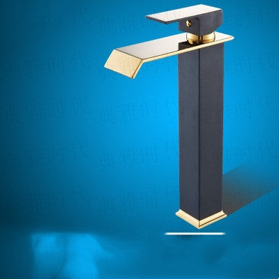 Black Gold Washbasin Faucet with Platinum Accents 