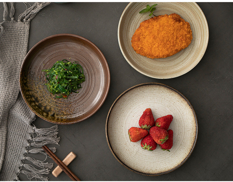 Steingut Teller Teller Retro Haushalt Keramik Geschirr Tablett Teller