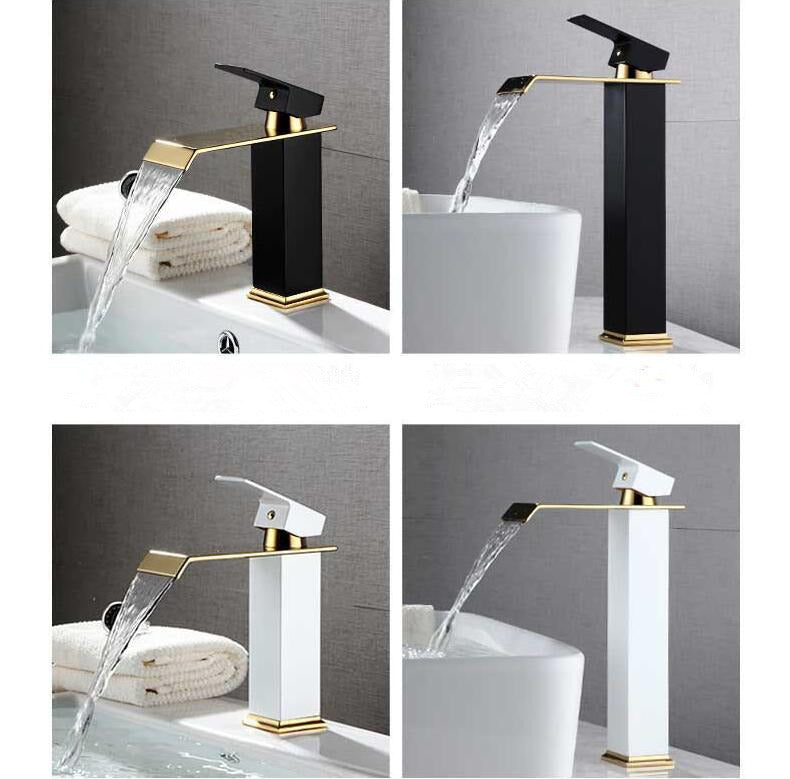 Black Gold Washbasin Faucet with Platinum Accents 