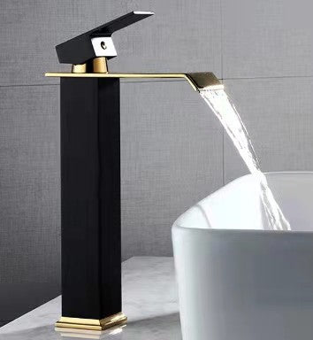 Black Gold Washbasin Faucet with Platinum Accents 