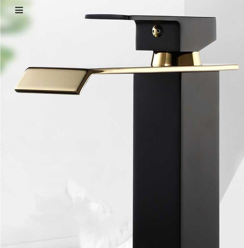 Black Gold Washbasin Faucet with Platinum Accents 