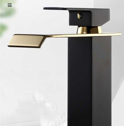 Black Gold Washbasin Faucet with Platinum Accents 
