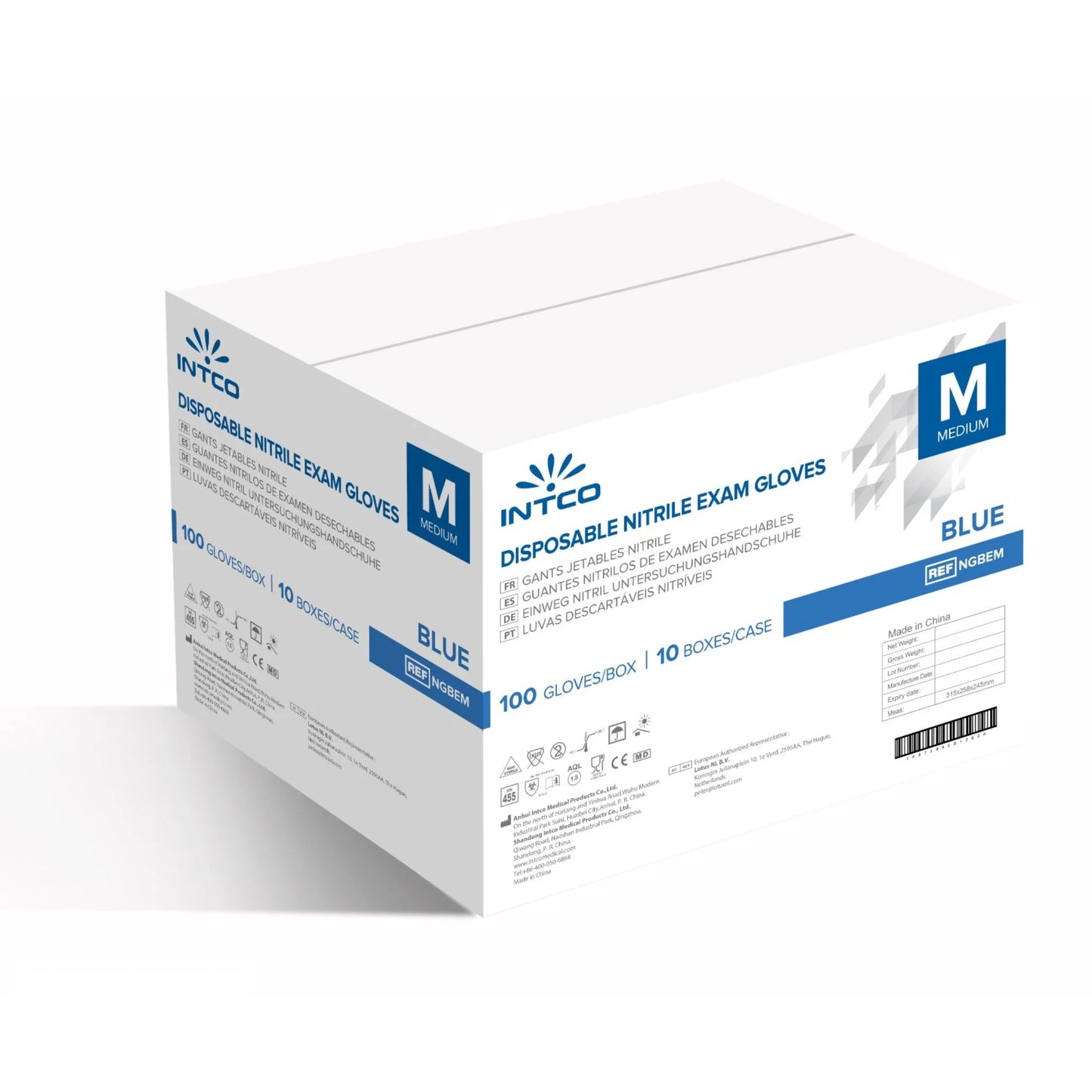 Intco Nitrile Disposable Gloves blue 10x100 pieces per box 