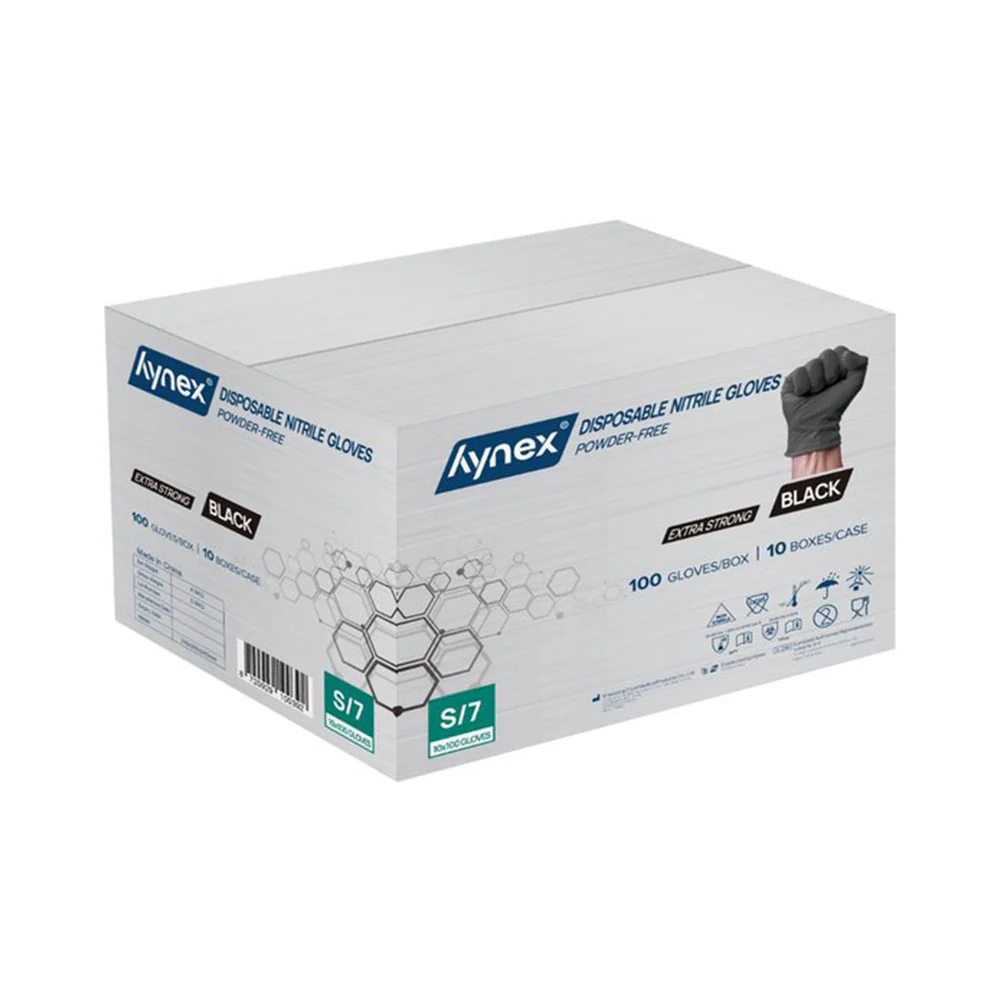 Hynex Nitril Handschoenen : EXTRA STERK | Zwart | Per doos 10 x 100
